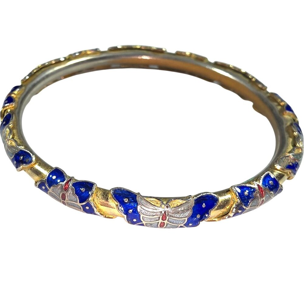 Bangle Bracelet Enamel Butterfly Blue Red boho nature fairycore insect jewelry